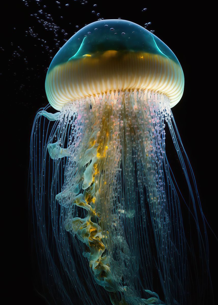 'Jellyfish Animal Sea' Poster, picture, metal print, paint by lauren ...