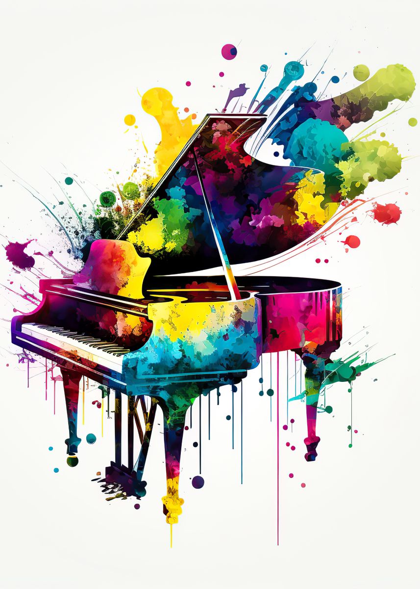 'Piano watercolor' Poster, picture, metal print, paint by Rida Santos ...