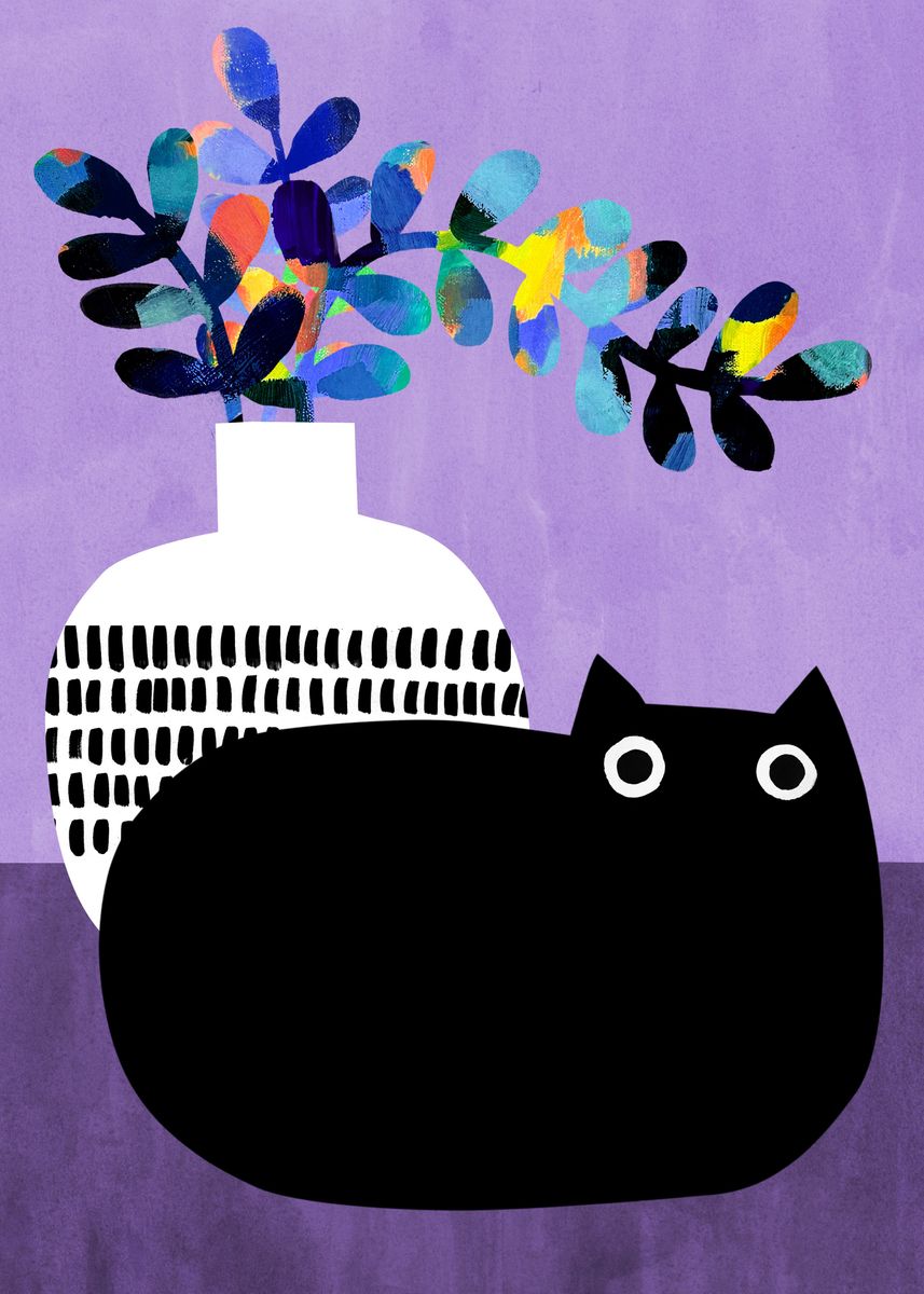 'Black Cat on Amethyst' Poster, picture, metal print, paint by Angie ...