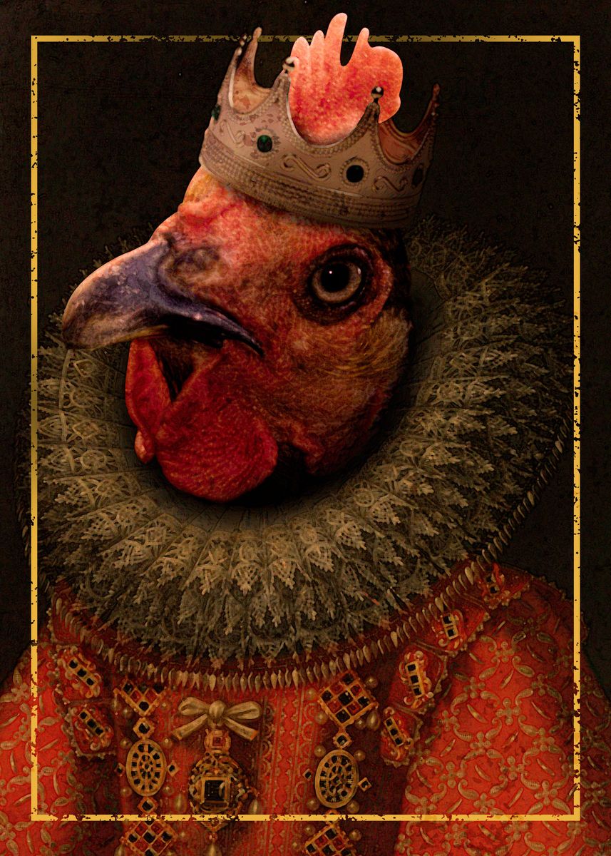 'Chicken Queen' Poster, picture, metal print, paint by Cool Worker