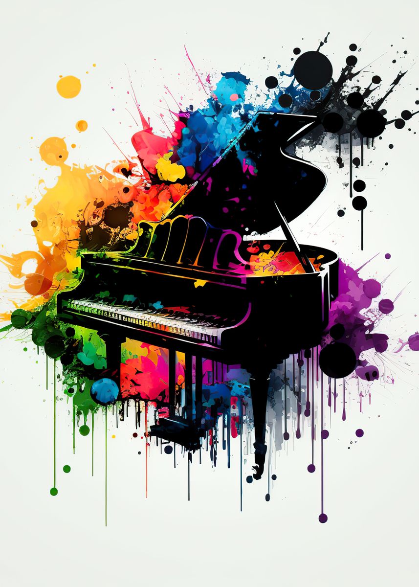 'Piano watercolor' Poster, picture, metal print, paint by Rida Santos ...