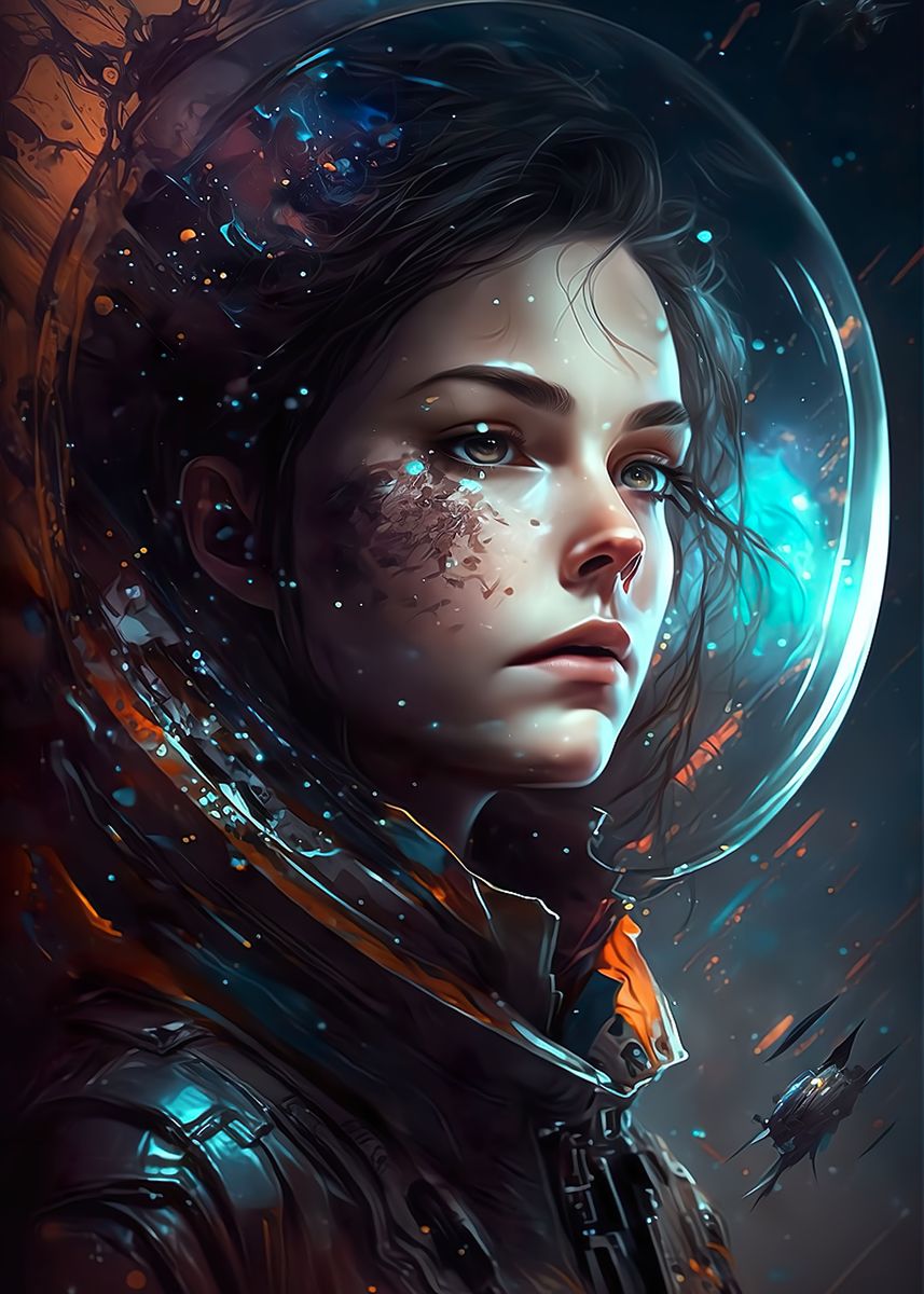 'Anime Girl in Space' Poster, picture, metal print, paint by ...