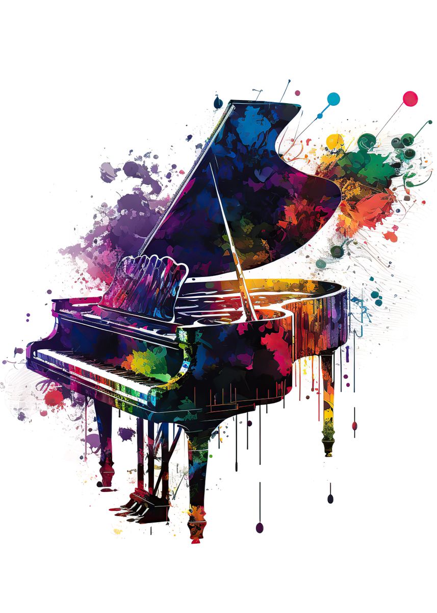 'Piano watercolor' Poster, picture, metal print, paint by Rida Santos ...