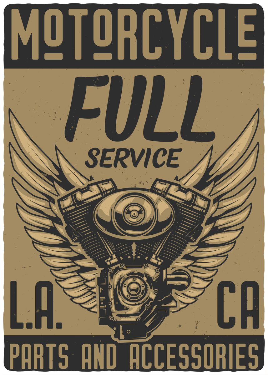 'Motorcycle Full Service' Poster by Naso Displate