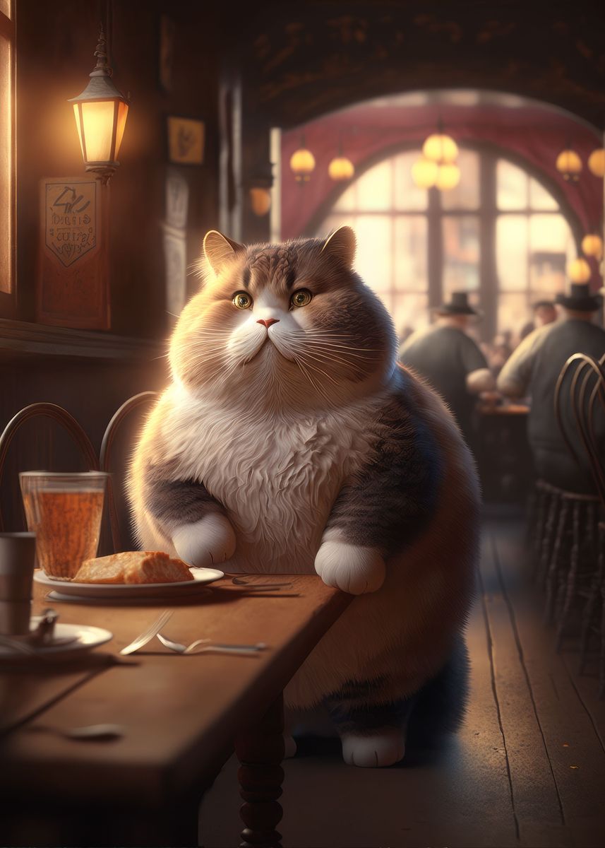 'Fat Cat Restaurant' Poster by Zenja Gammer | Displate