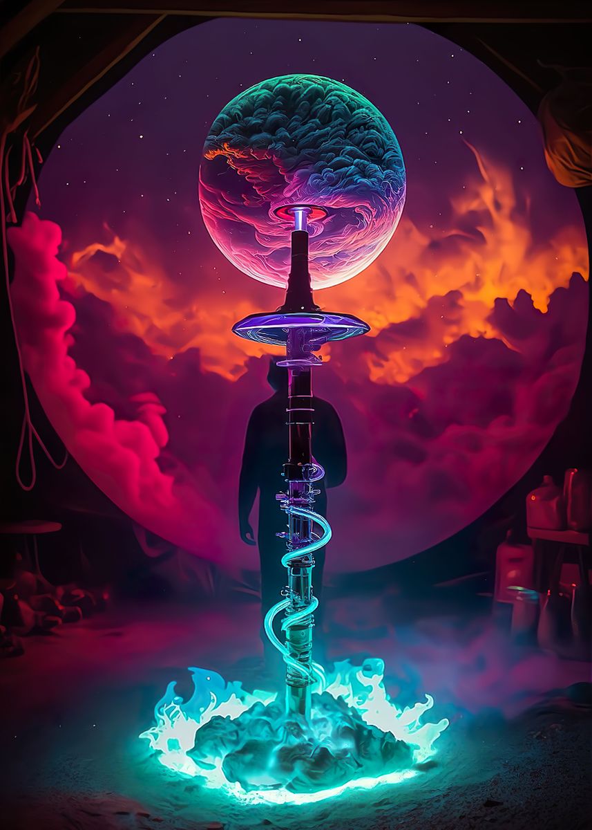 'Planet of Shisha' Poster, picture, metal print, paint by