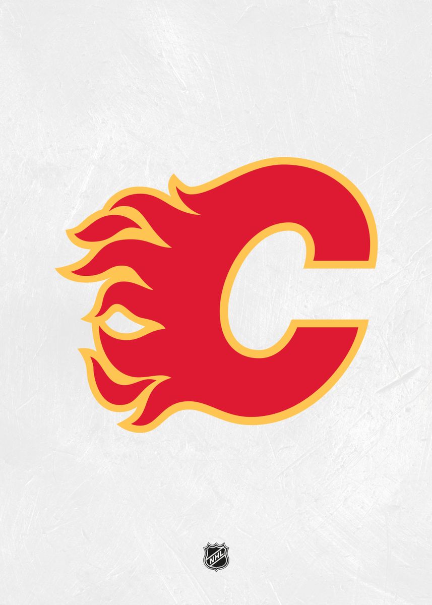 'Calgary Flames Logo White' Poster, picture, metal print, paint by NHL ...