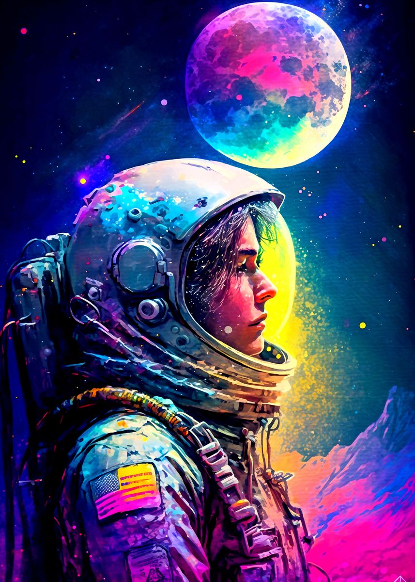 'Astronaut Colorful' Poster, picture, metal print, paint by Karill Art ...