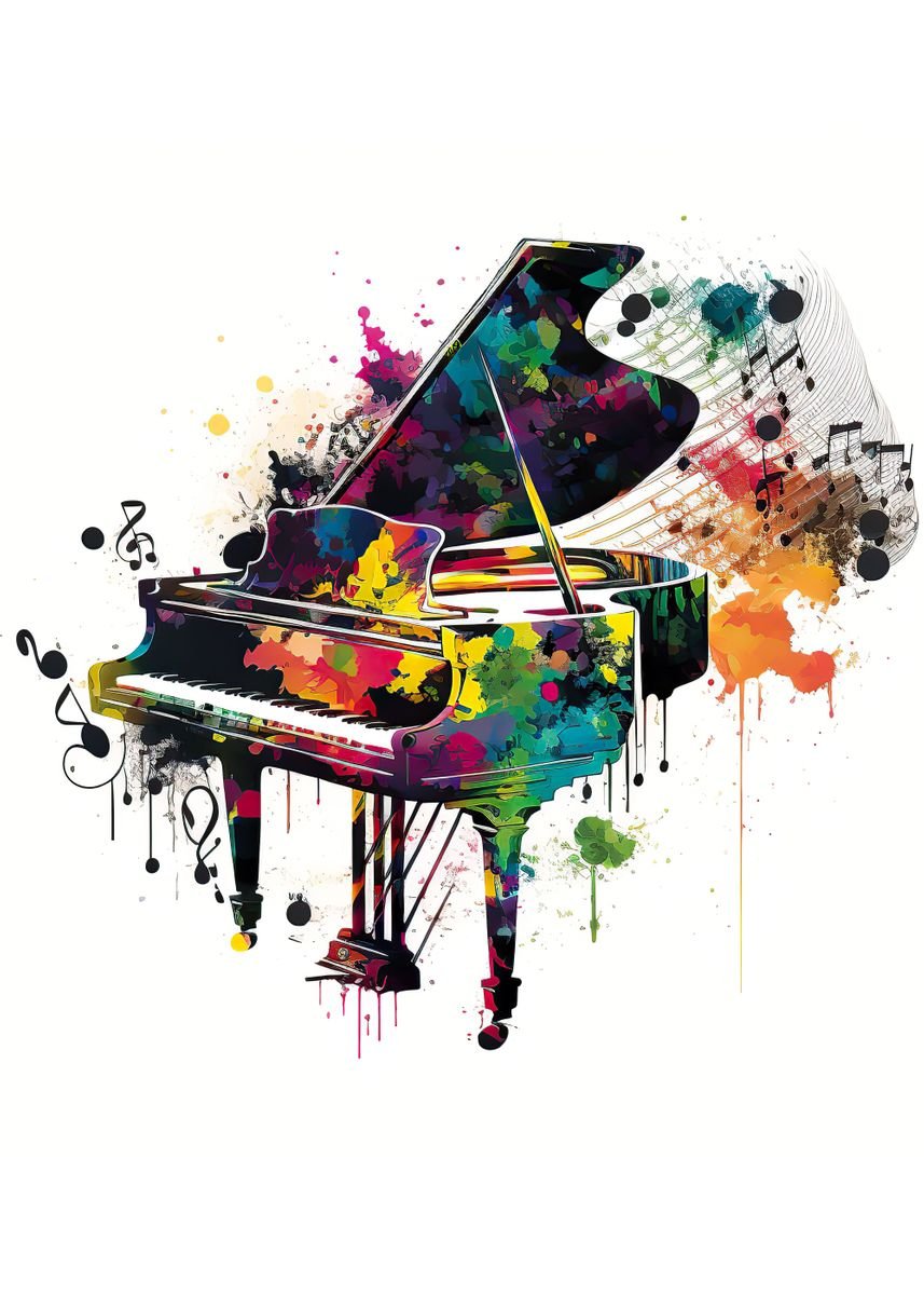 'Piano watercolor' Poster by Rida Santos | Displate