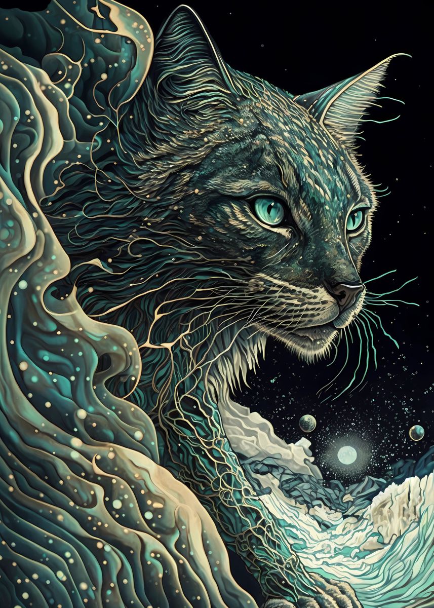 Cougar Japanese Art' Poster, picture, metal print, paint by Teddy Studio |  Displate