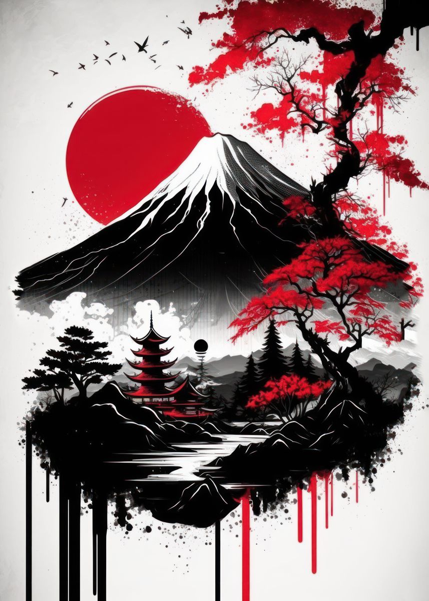 'Mount Fuji Sunrise' Poster, picture, metal print, paint by Usama ...