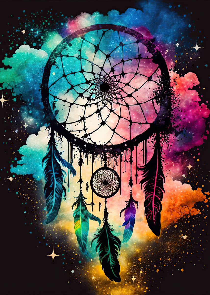 'Colouful dreamcatcher' Poster, picture, metal print, paint by Angelina ...