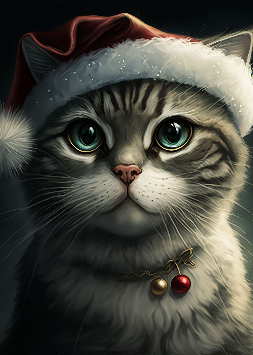 'cat christmas ' Poster, picture, metal print, paint by Marlie Cullen ...