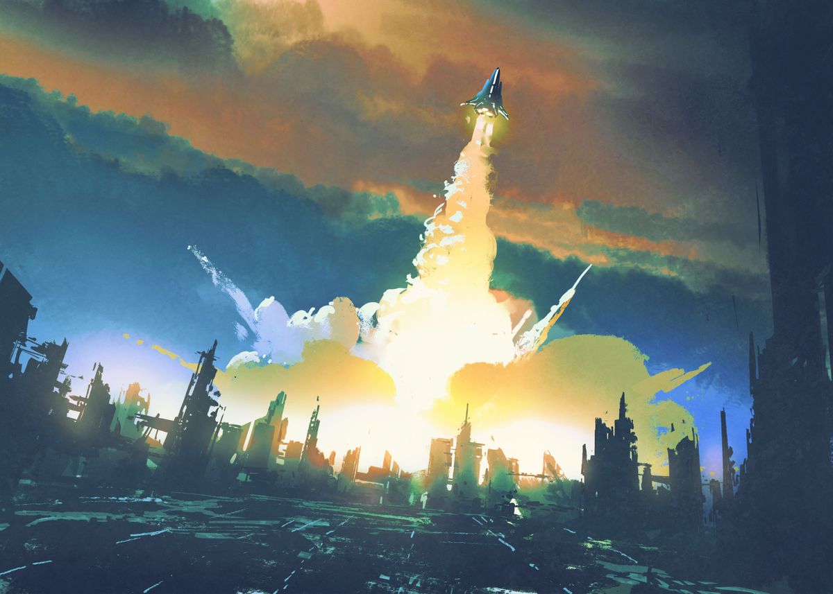 'rocket launch' Poster by Color Art | Displate