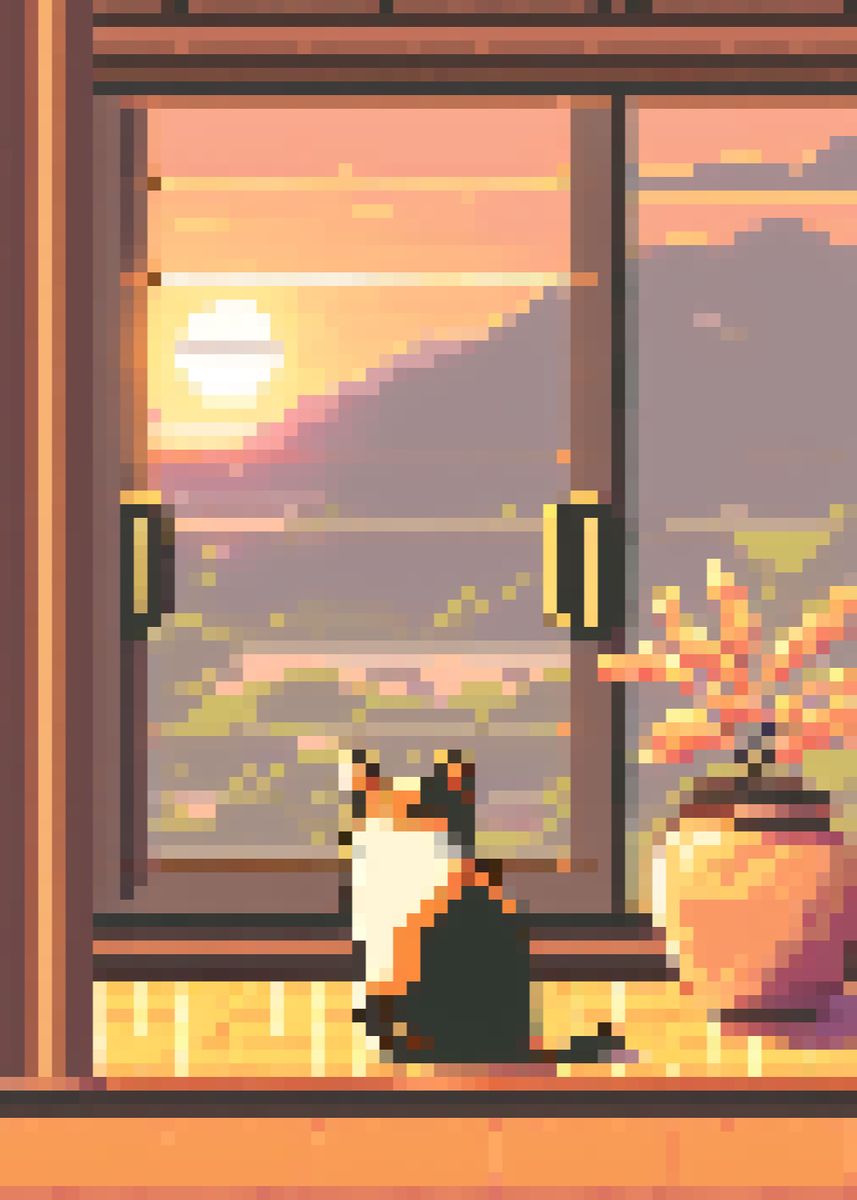 pixel-art-cat-poster-picture-metal-print-paint-by-powerful-words