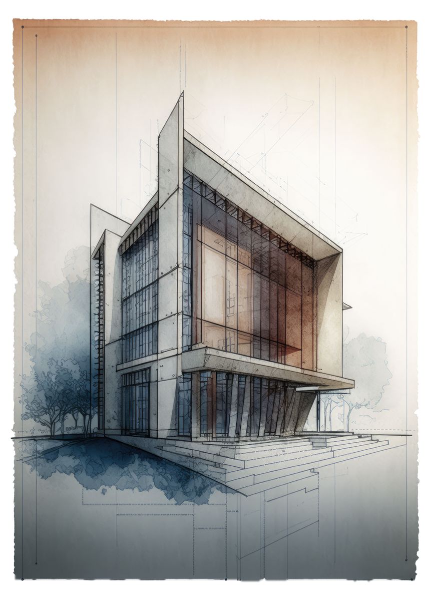 'Modern Architecture Art' Poster by Fireabend Designs | Displate