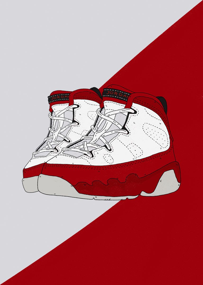 retro jordan 9 red and white