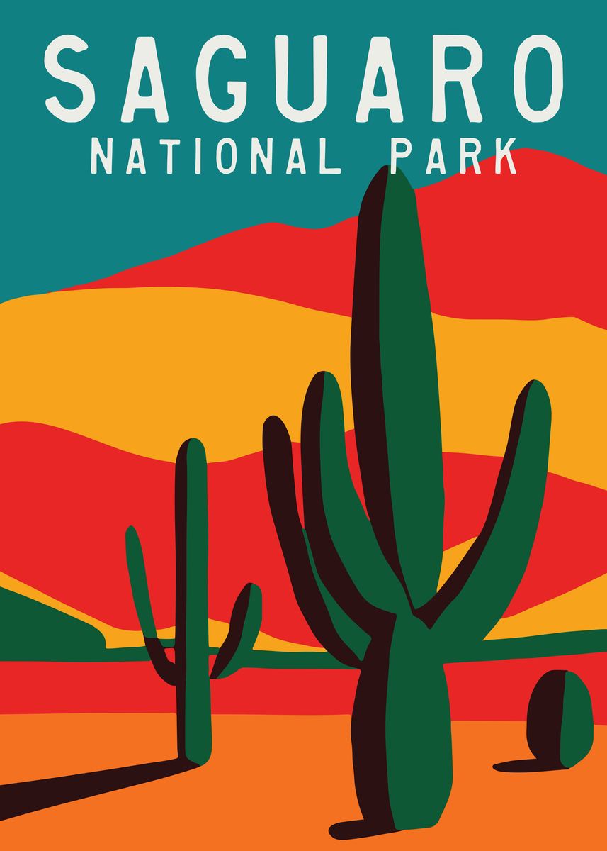 &lsquo;Saguaro National Park&rsquo; Poster by BluePinkPanther | Displate