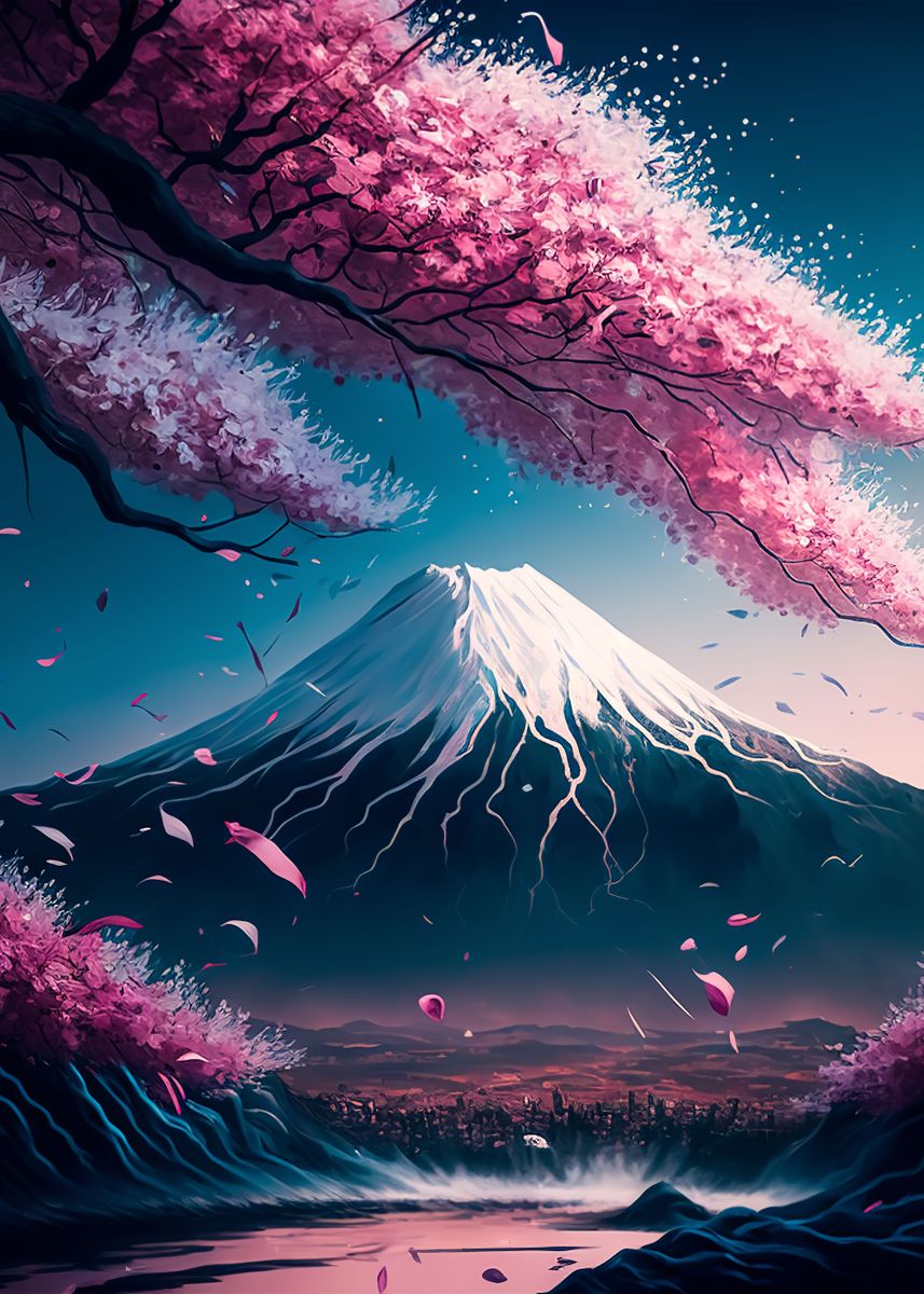 'japan cherry blossom' Poster, picture, metal print, paint by Anime ...