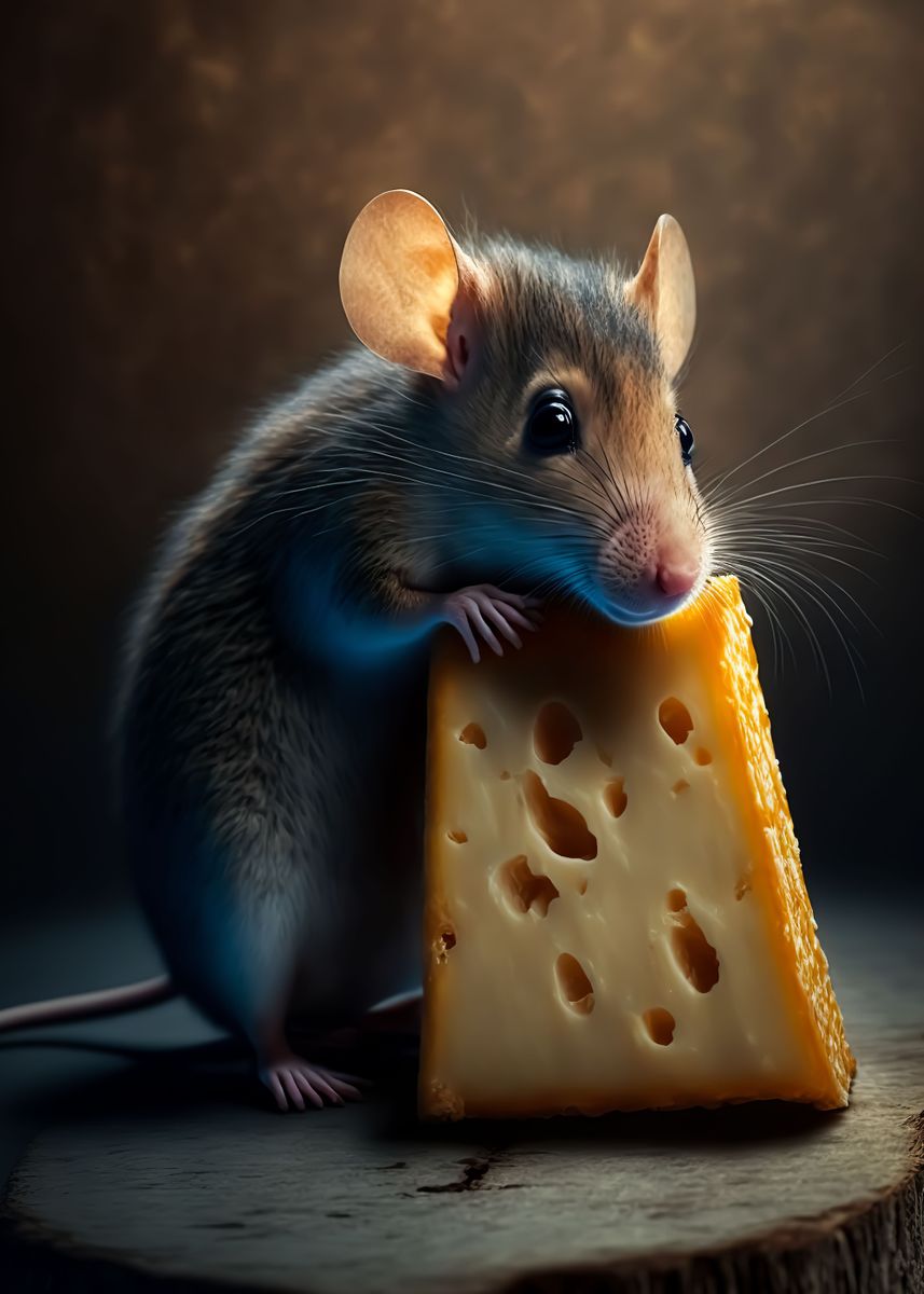 'mouse eats cheese' Poster by Conna Burke Displate