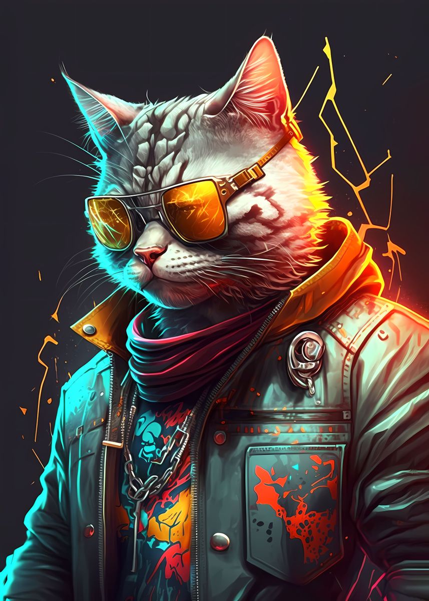 'Cyberpunk Nice Cat' Poster by Luong Phat | Displate