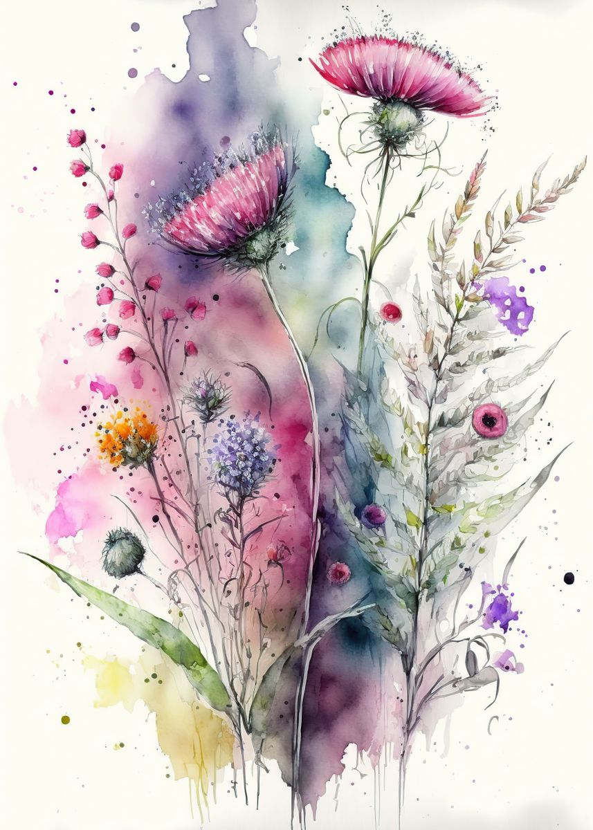 'Watercolor Flowers' Poster, picture, metal print, paint by Zaydan ...