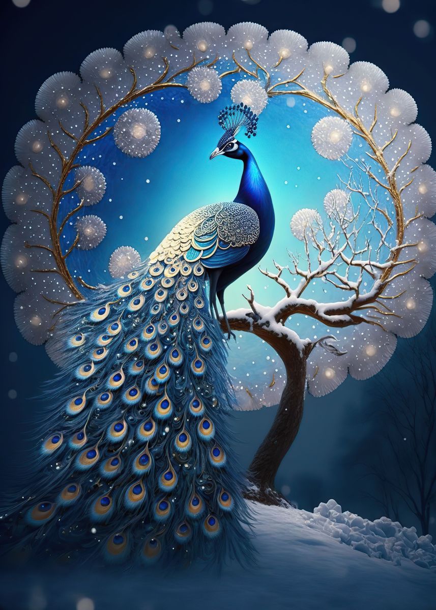 'Peacock Animal Colorfull ' Poster by Silhouette Anime Art | Displate