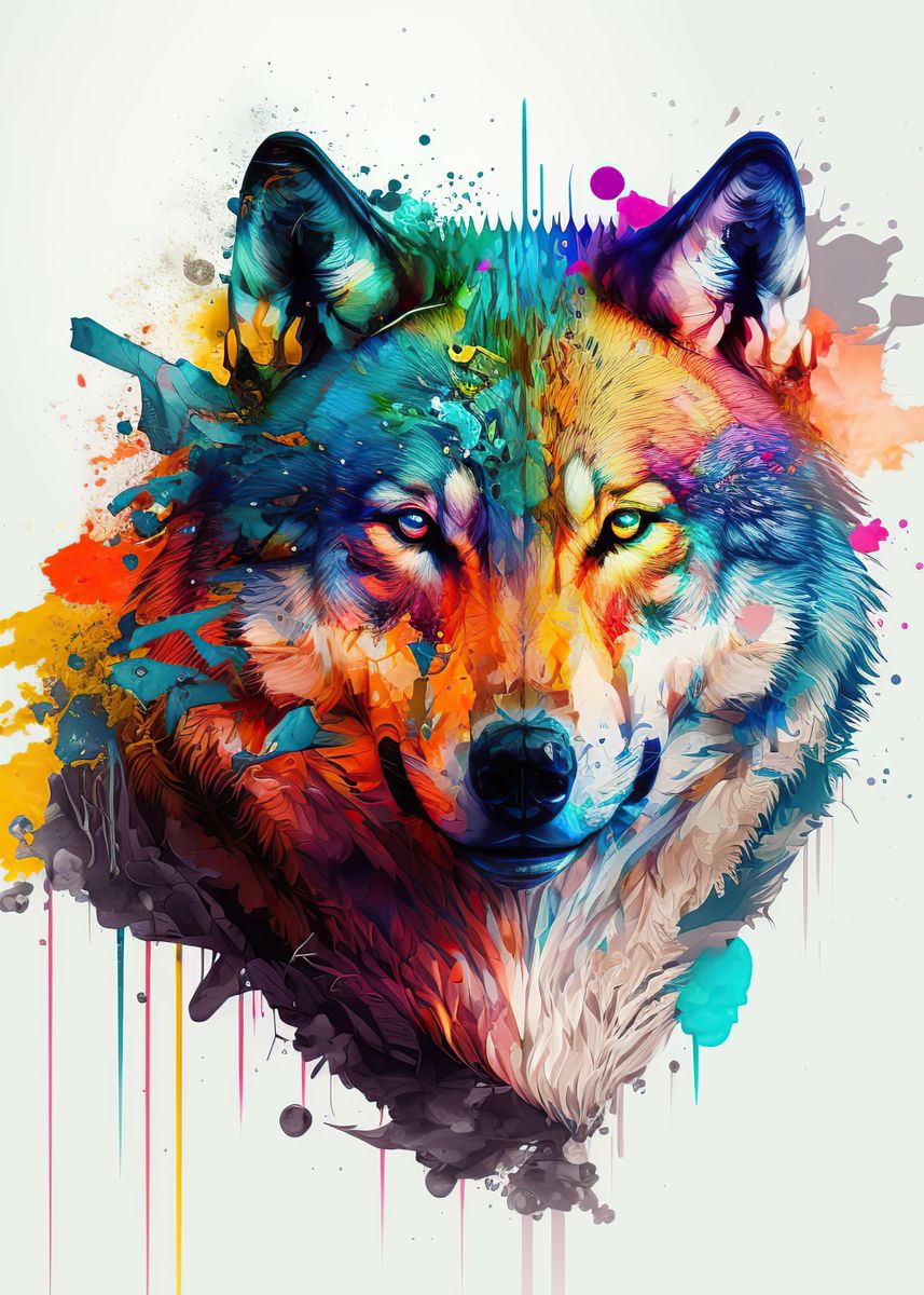 'White Wolf Head ' Poster, picture, metal print, paint by Kynan Art ...