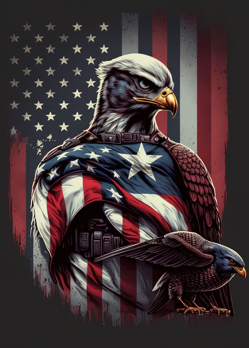 eagle with american flag