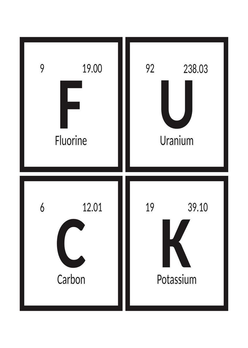 Fuck Periodic Table Poster By Maozva Displate 