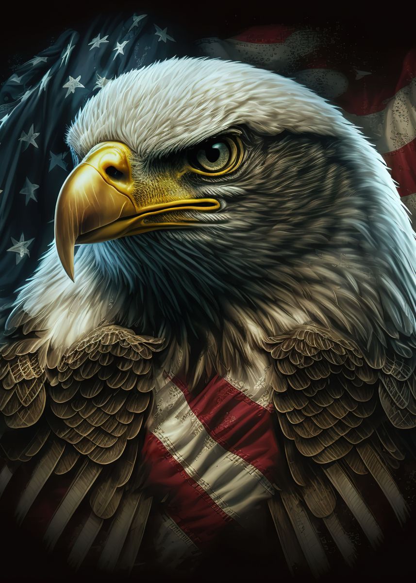 'Eagle American Flag' Poster, picture, metal print, paint by Chloe ...