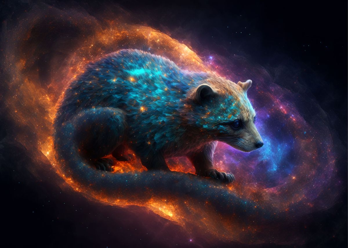 'Spirit Animal Raccoon' Poster by Jiri Hodecek Displate