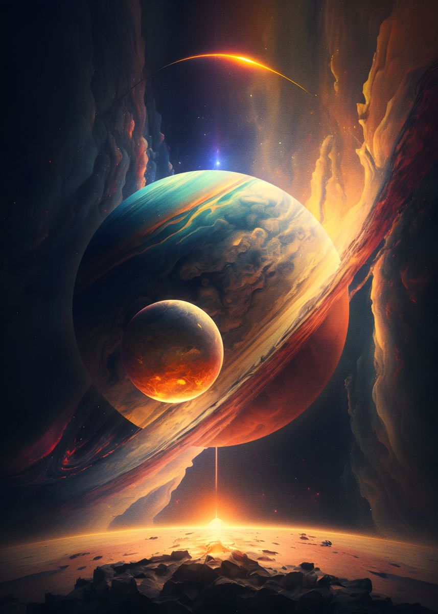 'ringed planets' Poster, picture, metal print, paint by Muhammad Irsan ...