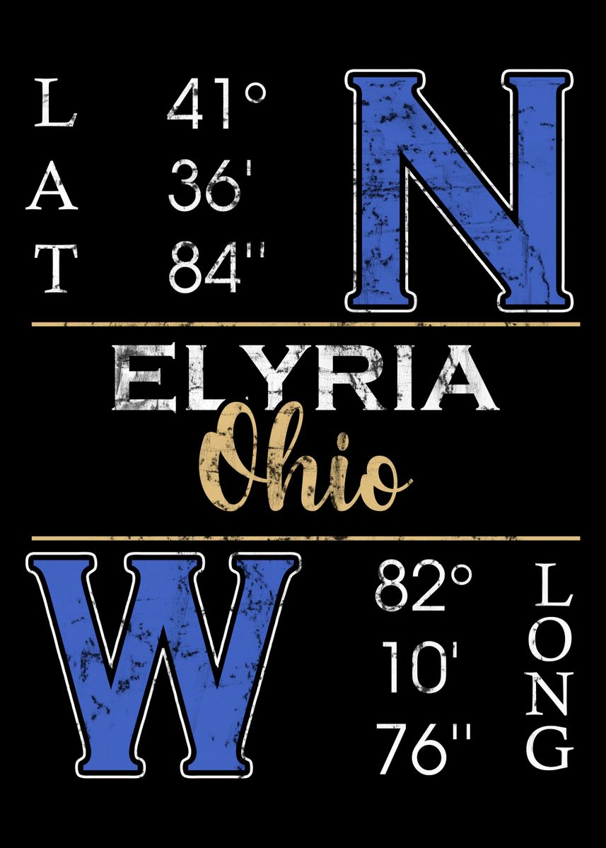 'Elyria Ohio' Poster, picture, metal print, paint by Celia Steuber Displate