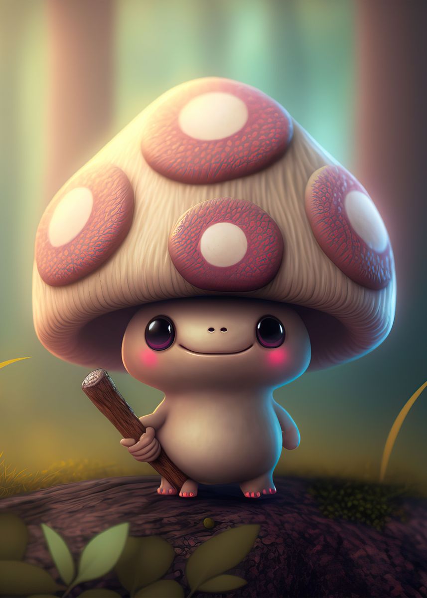 'Cute Mushroom' Poster, Picture, Metal Print, Paint By Albie Lane ...