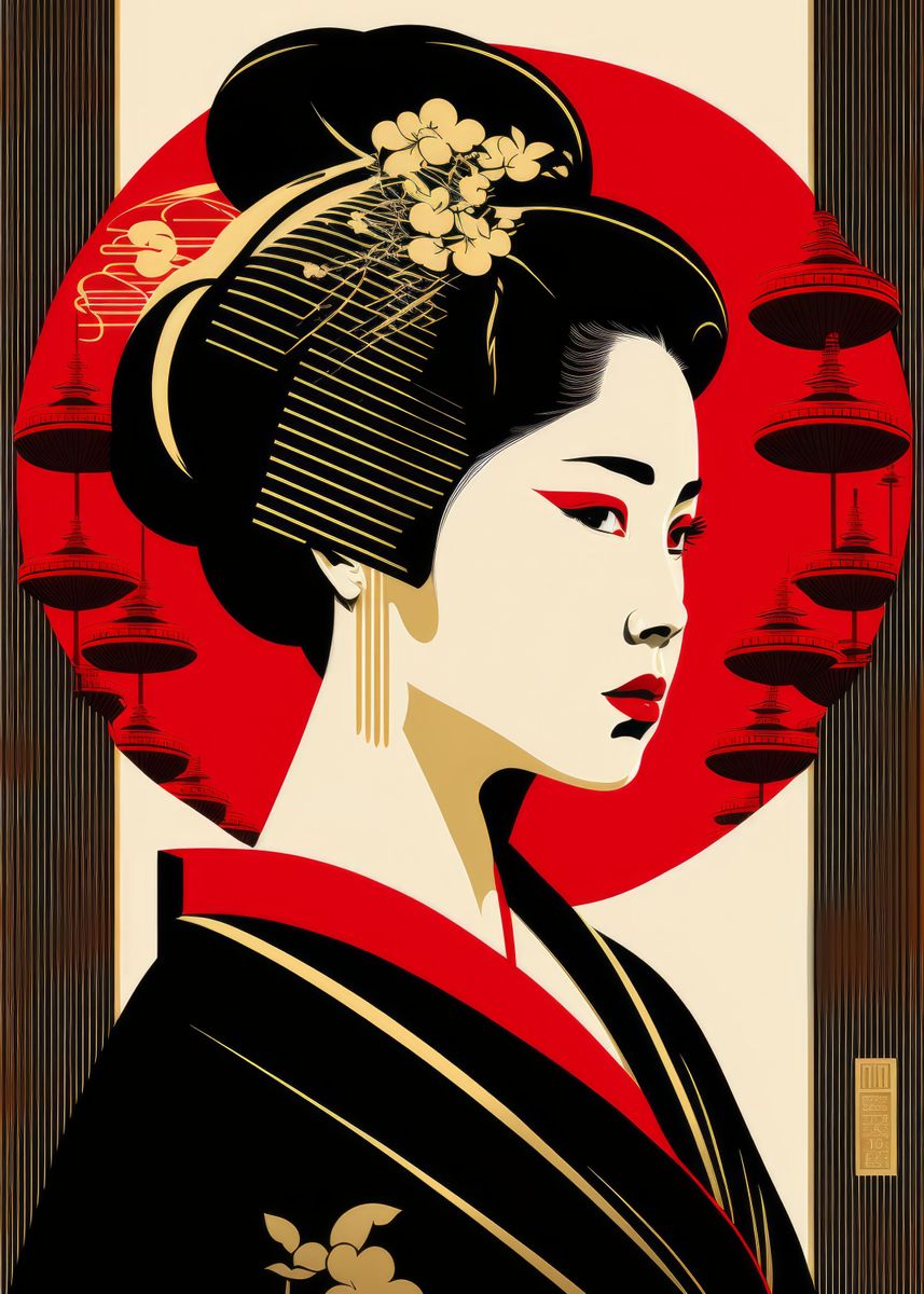 Pop Geisha Poster By Bnwdesigner Displate