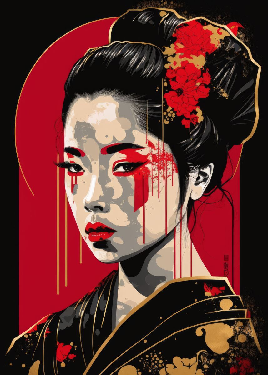 'Pop Geisha' Poster by BnWDesigner | Displate