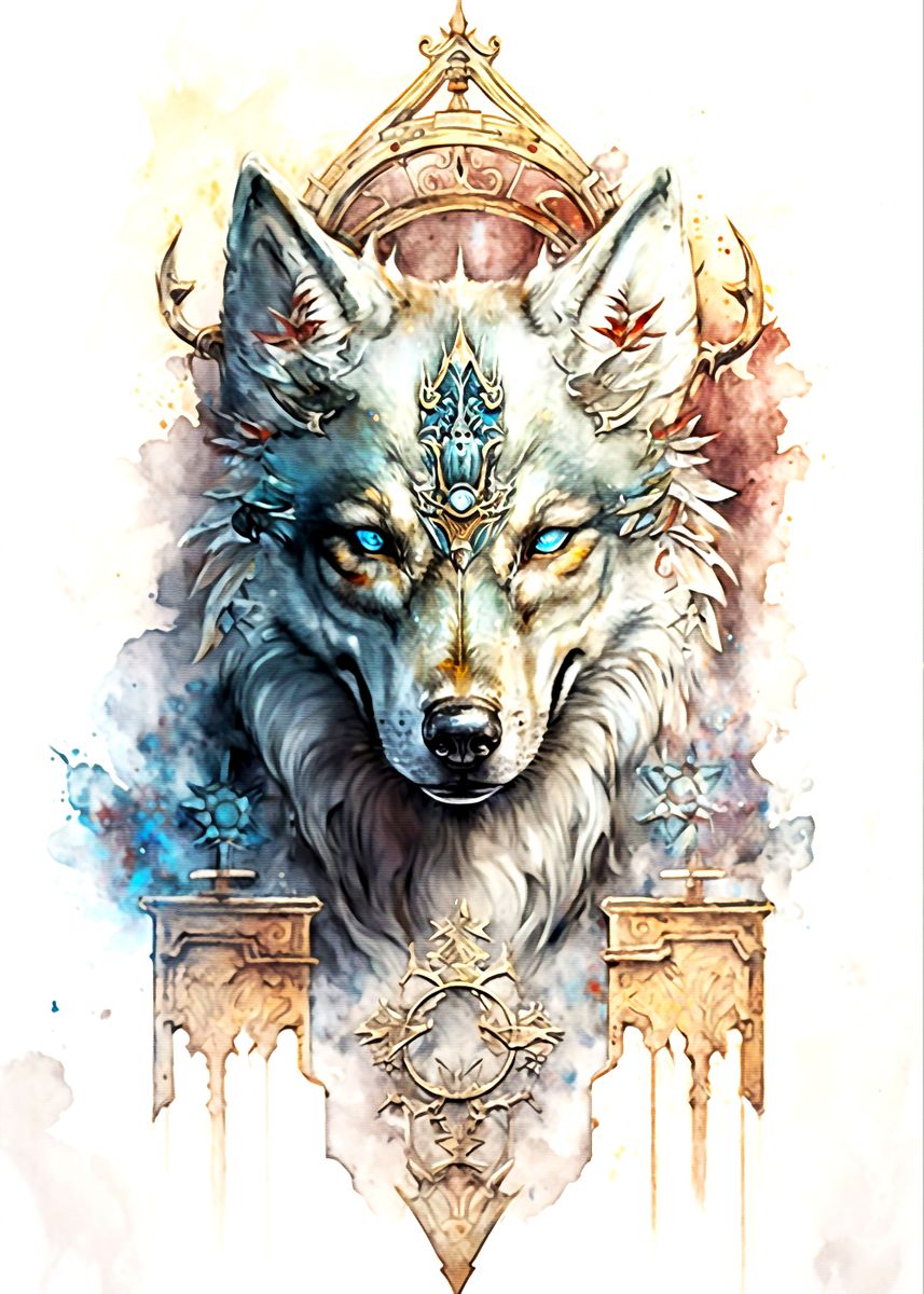 'Wolf' Poster, picture, metal print, paint by Lee Jani | Displate