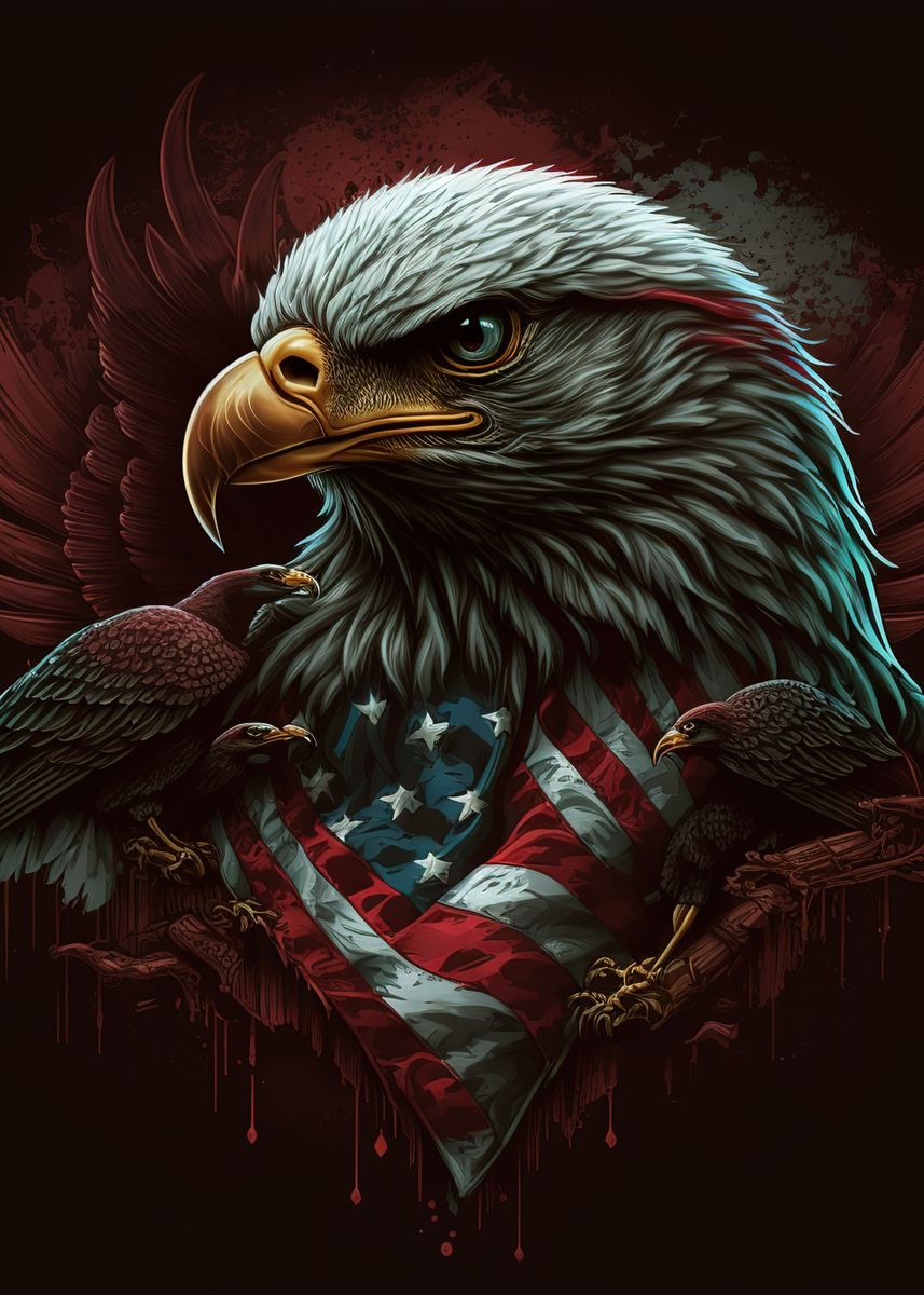 American patriotic eagle, illustration, artwork, patriot eagles