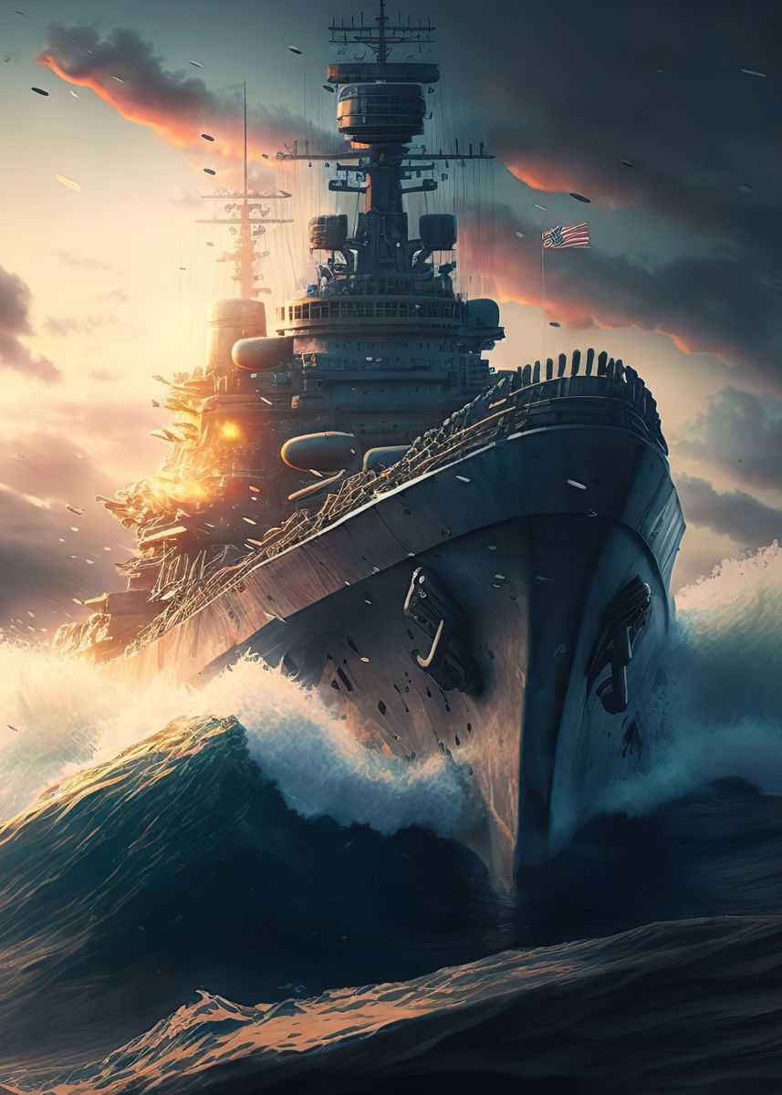 'Battleship' Poster, picture, metal print, paint by Brax Rice | Displate