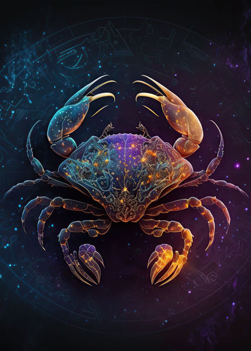 'Crab neon' Poster, picture, metal print, paint by Ahmet Thorpe | Displate