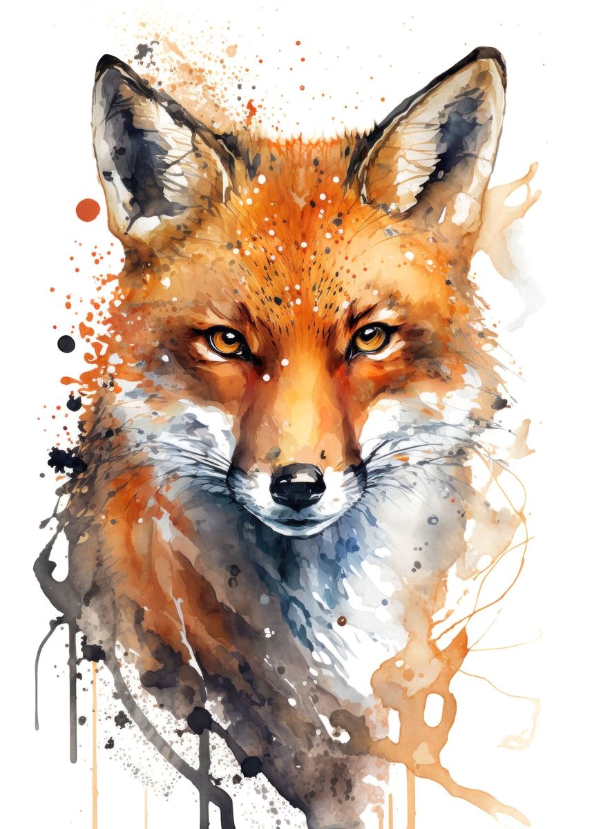 'Red fox in watercolor' Poster, picture, metal print, paint by Byrdyak ...