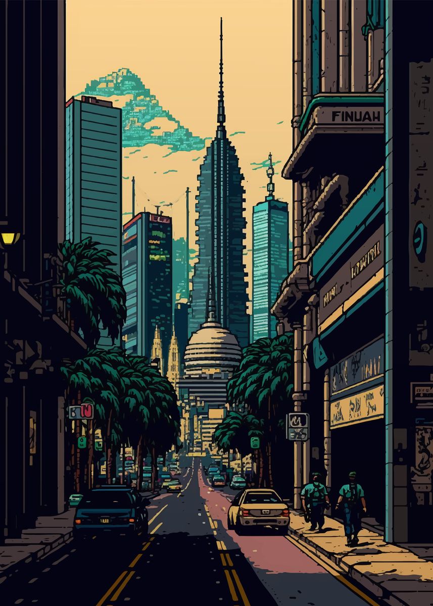 'Kuala lumpur 02 Pixel art' Poster, picture, metal print, paint by M ...