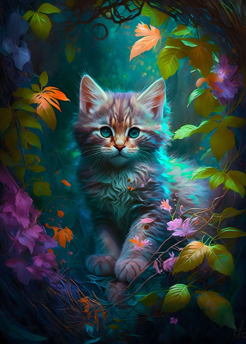 'cute kitten' Poster, picture, metal print, paint by Muhammad Irsan ...