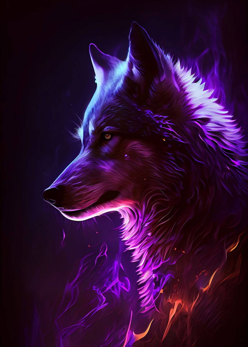 'Bioluminescent Wolf' Poster, picture, metal print, paint by Future Art ...