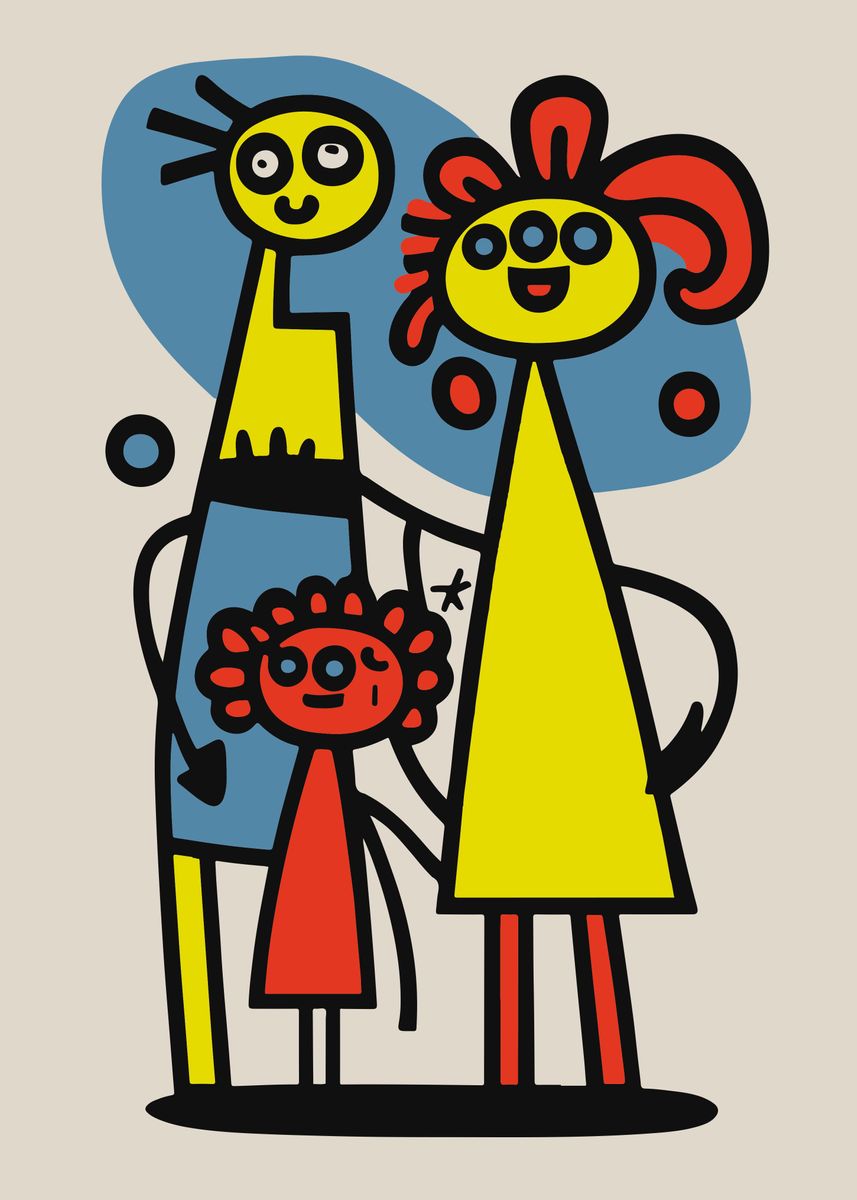 'Family of three' Poster, picture, metal print, paint by Mootee Space ...