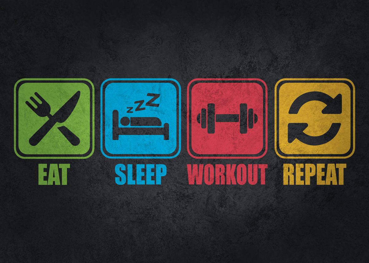 Eat Sleep Workout Repeat Poster By Chan Displate