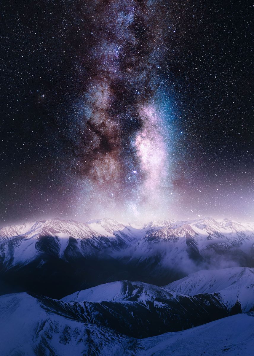 'Mountains Space' Poster, picture, metal print, paint by Joshua Small ...