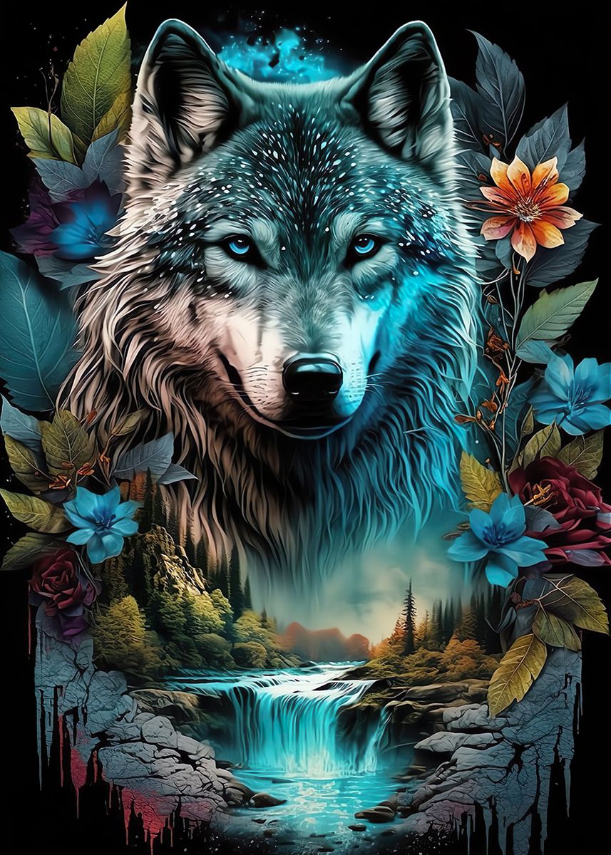 'Mandala Jungle Wolf' Poster, picture, metal print, paint by ...