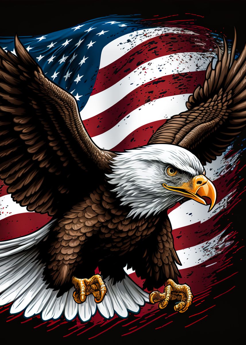 American patriotic eagle, illustration, artwork, patriot eagles